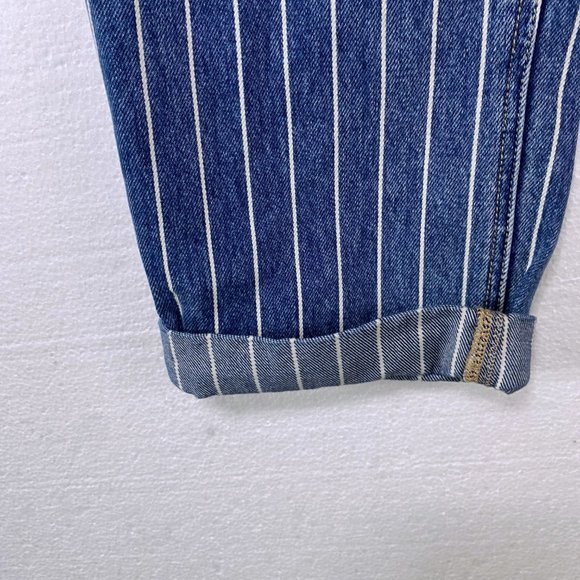 American Eagle 12 Striped High Rise Blue Mom Jeans - Picture 9 of 10